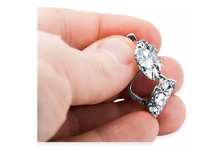 Винтидж бижута Обеци Циркон Стерлингово сребро 925 vec021s